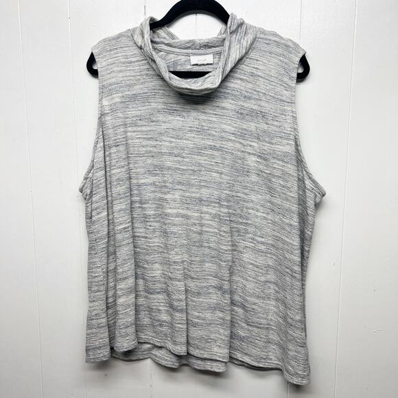 Pure Jill Space Dye Gray Women's Turtleneck Sleeveless Sweater Size 4X Stretch - Picture 1 of 11